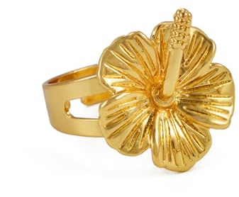 IOETSEUT Bijoux pour Dames Bague Hibiscus Fleur Anneaux pour Femmes Filles Hawaïen Jamaïque Madagascar Île de Guam Bijoux