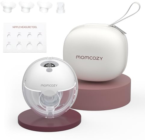 Momcozy M5 Milchpumpe Elektrisch Freihändig, Tragbar Milchpumpe Handsfree, Breast Pump Electric mit Doppelt Abgedichteter Flansch, 3 Modi und 9 Stufen, 24 mm(1, Grau)