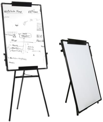 Tableau Blanc Effacable sur Pied,Tableau Magnétique de Chevalet,60x90cm Hauteur Réglable avec Support,Whiteboard Cadre en Aluminium,Mobile Paperboard Pliable de Tableau de ConféRence (60 * 90cm-Noir)