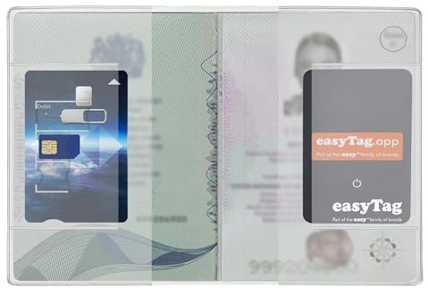 easyTag Reisepass Tracker Abdeckung | reisepasshülle transparent Mit Fächern Für SIM-Karten Und Bankkarten, Schützende Und Kompakte Hülle Zur Sicheren Aufbewahrung des Reisepasses