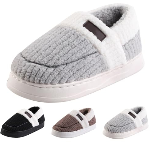 Tofflor herr stängda fodrade tofflor plysch vinter varma | Filttofflor män med halkfri sula vardaglig slip-on tofflor lätta stugskor för inomhus- och utomhusbruk