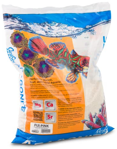Carib Sea Fiji Pink Reef Sand – 15 lb – Aragonite Substrate for Marine & Reef Aquariums – Smooth Texture – Supports pH Balance – Free from Impurities