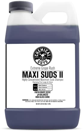 Chemical Guys CWS/1010/64 Maxi-Suds II Foaming Car Wash Soap (Works with Foam Cannons, Foam Guns or Bucket Washes) Safe for Cars, Trucks, Motorcycles, RVs & More, 64 fl. Oz (Half Gallon), Grape Scent