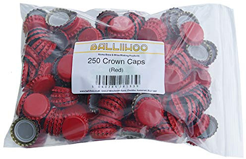 BALLIIHOO Pack of 250 Crown Bottle Caps - Red
