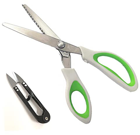 Zigzag Scissors Stainless Steel PP Grey and Green
