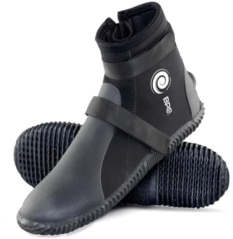 BPS Neoprene 3mm Dive Boots with Easy on and Easy Off Design - Boots for Water Sports Canoying Swim Fins Watersports Rafting SUP Kayaking Surfing - for Kids and Adults (Size 13)