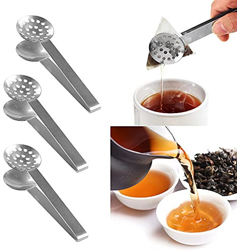 3 Pcs Tea Bag Squeezer Tongs Stainless Steel Tea Bag Spoon Spoon Shaped Tea Bag Squeezer for Kitchen Bar Tools
