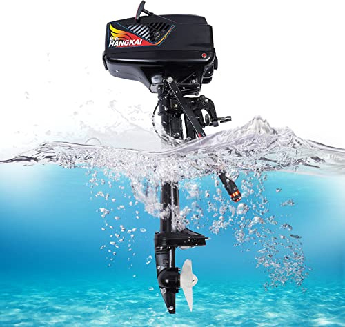 Outboard Motor Engine 2 Stroke 3.6HP - Petrol Boat Engine Water Cooling, Outboard Petrol Engine CDI 55CC for Inflatable Fishing Boat Dinghy Kayak Short Shaft Engine