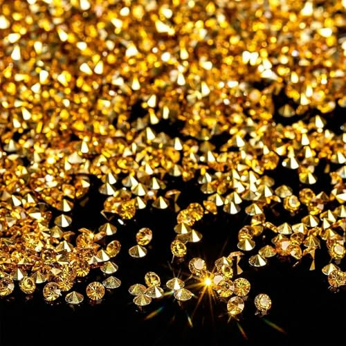 FUTUREPLUSX 28000PCS Fake Diamonds, 3mm Gold Acrylic Crystals Diamond Decorations for Vase Fillers Party Table Scatters Craft Rhinestones Wedding Decor