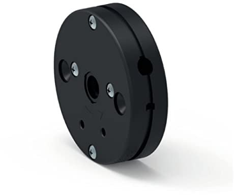 Black Round Roller Shutter Winch - End of Run 6 Sided Inlet 7 mm - Square Female Outlet Diameter 8 mm - Steel Pulley Mechanism for Roller Shutters and Crank Drive