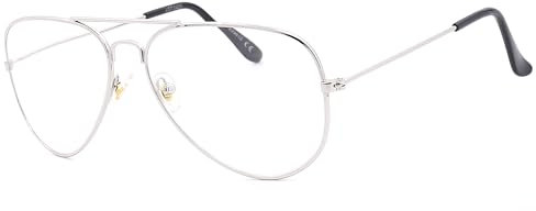 NEW VISION Occhiali da lettura, occhiali da pilota da uomo, unisex, montatura in metallo, classici occhiali da lettura retrò NV8132, aiuto per la lettura per uomo e donna (argento, 1,5, diottrie)