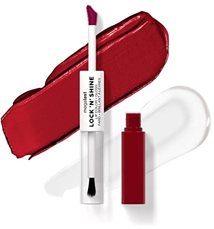 Wet n Wild Megalast Lock n' Shine, Dual-Ended Lip Color and Clear Gloss, Vitamin E and Jojoba Oil Enriched Formula, Red-Y-For Me Shade
