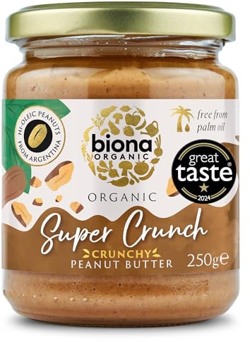 Biona Organic Hi-Oleic Super Crunch Peanut Butter 250g, Pack of 6 - Great Taste Award 2024 Winner - Crunchy With Sea Salt - Argentinian Peanuts - Extra Crunchy Texture - No Palm Oil