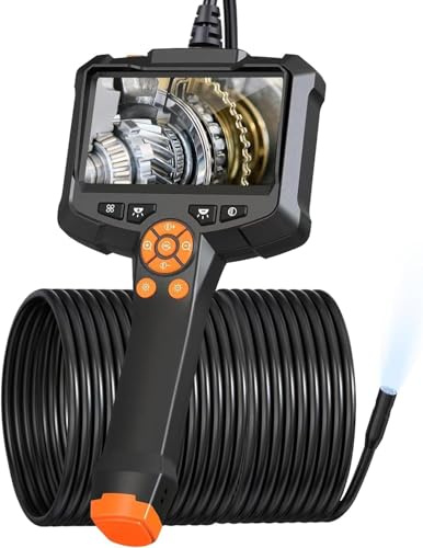 Endoscopio Portatile, AOPICK Telecamera Endoscopica con Schermo IPS da 4,3'' 1080P HD, Telecamera di Ispezione con 8 Luci LED, Telecamera Ispezione Tubi, Impermeabile IP67, Cavo Semirigido da 20M