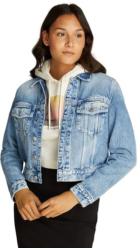 Calvin Klein Donna Giacca in Jeans Cropped 90S Regular Jacket Corta, Blu (Denim Light), M