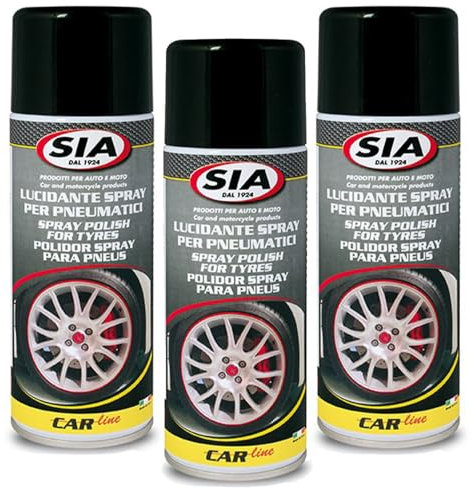 Generico Sia 8548 Nero GOMME LUCIDANTE Spray per Pneumatici. Protegge E RAVVIVA Il Colore dei Pneumatici PRESERVANDOLI da SCREPOLATURE E da Agenti ATMOSFERICI. Kit PROMOZIONE 3 bombolette da 400 ML