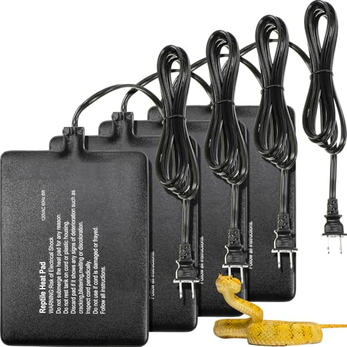 ROCEEI 4 Pcs 6 x 8 Reptile Heat Pad 8W 120V Under Tank Terrarium Heating Mat Heater Waterproof Hermit Crab Heating Pad for Turtle, Lizard, Frog, Snake, 10-20 Gallon Reptile Tank