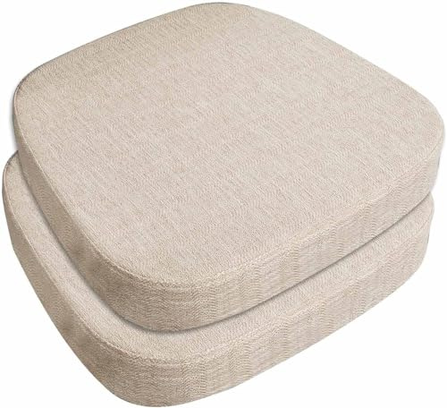 SDNAM Pack de 2/4/6 Cojín para Silla de Comedor de Cocina Oficina con Antideslizante 43X40cm/40X38cm/43X42cm, Cojín de Asiento Suave para Taburete, jardín, Interior, Exterior,Hogar(#5,2pcs 40x38x3cm)