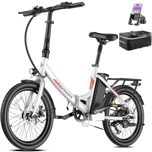 Fafrees Bici Elettrica Pieghevole F20 Light Bicicletta Elettrica Batteria Rimovibile 36V16.75Ah 250W,Autonomia 130KM,7 Velocità,Freni a Disco,Uomo Donna,Città e Pendolari,Supporto per Telefono,Bianco