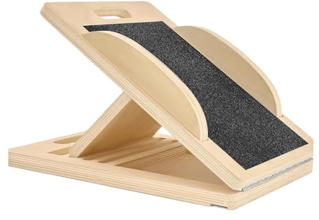 Tabla inclinada, tabla de equilibrio deportivo, de madera, tabla inclinada ajustable con papel de arena antideslizante para ejercicios de estiramiento, gimnasio, entrenamiento en casa