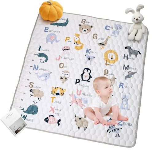 Zaxiva Babymatta 180 x 150 cm, barnmatta, babyaktivitetsmatta, vikbar vadderad babymatta, mjuk och tvättbar, babymatta för inomhus/utomhus, perfekt för de första stegen