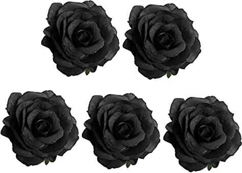 Hemobllo Pinces à Cheveux Funéraires en Tissu Noir Imprimé Rose Lot de 5 Accessoire Élégant et Délicat pour Décoration et Cérémonie