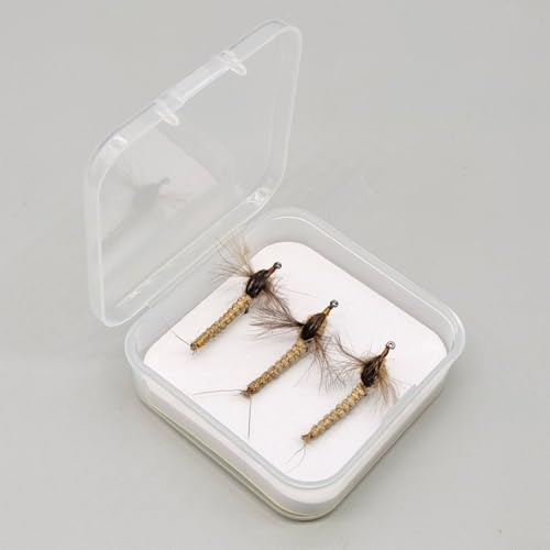 Lot de 3 appâts de pêche à la mouche conçus pour la truite et le saumon avec ailes en plumes naturelles (12#)
