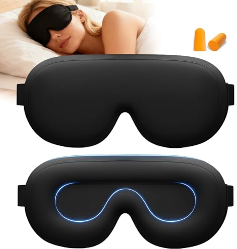 3D Masque de Nuit Homme/Femme, Masques de Sommeil Anti-Lumière, Bandeau Yeux Sommeil Ergonomique et Doux, Réglable et Confortable pour Voyage et Sommeil Profond