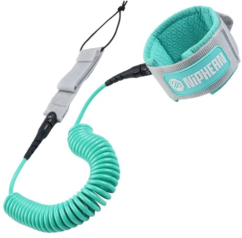Niphean Leash SUP 1–3m, Leash Surf Elastico Spiralato da 5mm, Laccio Sicurezza SUP Resistente a Spirale con Connettore, Anti-groviglio, Confortevole e Regolabile per SUP, Surf, Bodyboard, Boogie Board