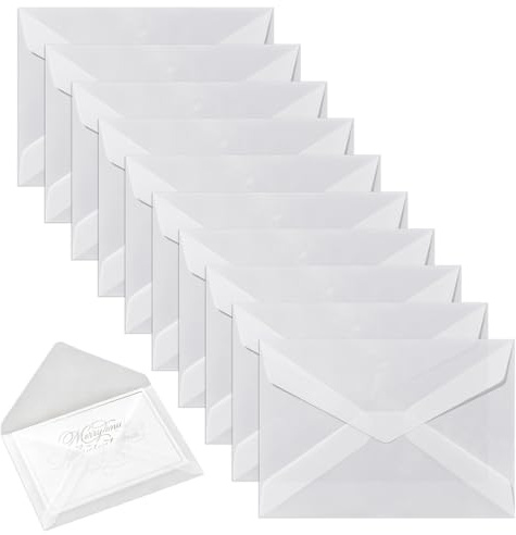 50 stycken genomskinliga kuvert, 125 x 185 mm kuvert genomskinliga | vita kuvert transparent, pergamentpapper för inbjudningar, till bröllop inbjudningar gratulationskort vykort presentkort