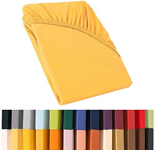 CelinaTex Relax Boxspringbett Wasserbett Spannbettlaken 140x200-160x220 cm mais gelb Jersey Mako Baumwolle 160g/qm Laken