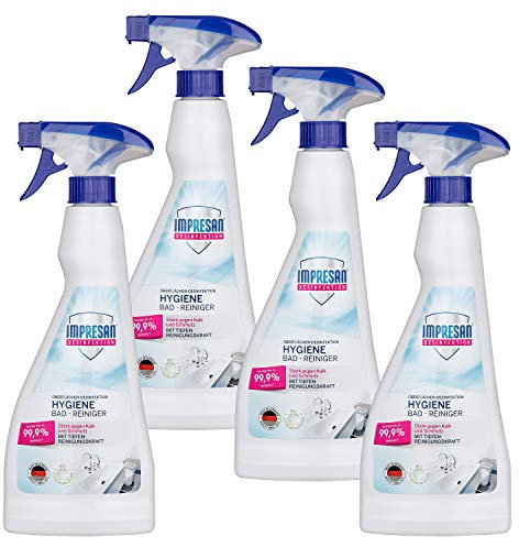 Impresan Hygiene Bad-Reiniger: Desinfektions-Reiniger in Sprühflasche - Hygienereiniger - Desinfektionsmittel - 4 x 500ml im praktischen Vorteilspack