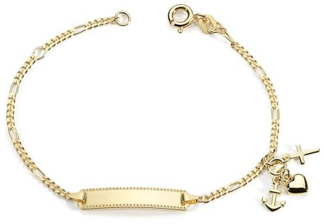 MATERIA Gravur Armband Kinder gold - 925 Sterling-Silber vergoldet Glaube Liebe Hoffnung SA-133-ohne Gravur