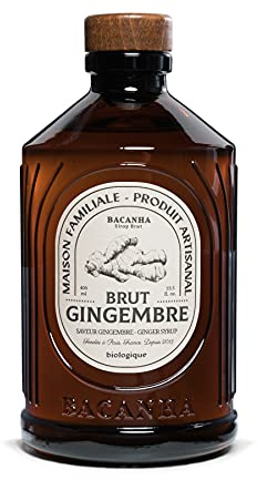 BACANHA - Sirop Bio et Brut - Sirop saveur Gingembre - Pour Eau, Cocktail, Limonade et Thé - 400 mL