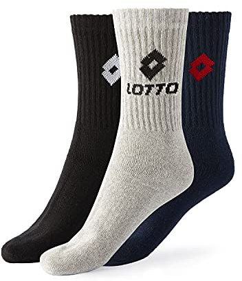 Lotto, 12 Paires Chaussettes de tennis homme/femmes en coton doux et respirant, certificats OEKO-TEX, couleurs assorties, 39-42