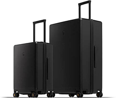 LEVEL8 Koffer Trolleys Groß 2 teilig Koffer Set mit Organizer Handgepäck Trolley Hartschalen PC TSA Zahlenschloss 8 Spinner Rollen Reisekoffer Elegance Matte Design (A-Schwarz, 40L/105L)