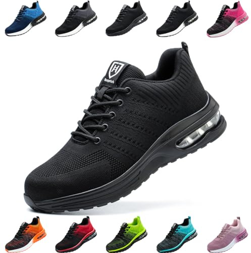 Scarpe Antinfortunistiche Uomo Donna Scarpe da Lavoroleggere Alte Comode Scarpe Sicurezza Nero EU 40