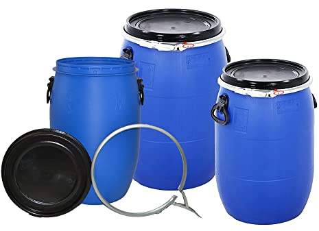 STAR SUPPLIES 220 Litre Blue Air Tight Food Grade Open Top Keg Barrel