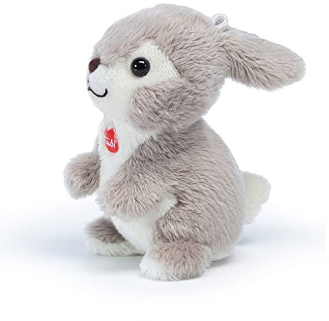 Trudi Sweet Collection 52227 Mini Plüsch Hase 6 x 10 x 7 cm, Größe XXS, Plüschfigur Deluxe mit realistischen Details, hochwertiges Kuscheltier mit Schlaufe, als Anhänger möglich, waschbar, Grau