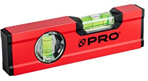 PRO600 Mini Livella a Bolla 17cm con Profilo Ergonomico - ERS+ (Easy Reading System) Livella piccola e precisa con tappi di chiusura antiurto - Colore Rosso