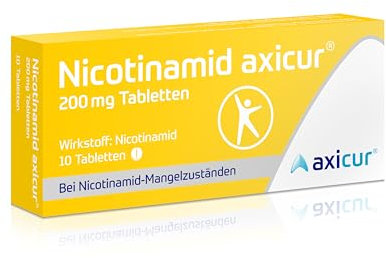 Nicotinamid axicur 200 mg Tabletten, Nicotinamid (Niacin, Vitamin B3) zur Therapie klinischer Nicotinamid-Mangelzustände bei Mangel- und Fehlernährung und gesteigertem Bedarf, 10 St