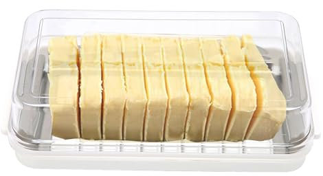 Butterbox, Rostfreier Stahl Butterschneider Schneidegerät, 2 in 1 Butterschneidebehälter mit transparentem Deckel Butter Käseschachtel zur Aufbewahrung von Käse für Küche kühlen(Weiss)