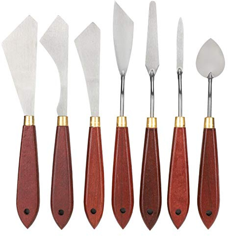 Dekaim Spatola per Tavolozza in Acciaio Inox (7 Pezzi), Set di Coltelli per Tavolozza, Raschietto per Pallet, Raschietto per Miscelare I Colori, Coltello per Tavolozza per Oli E Acrilici