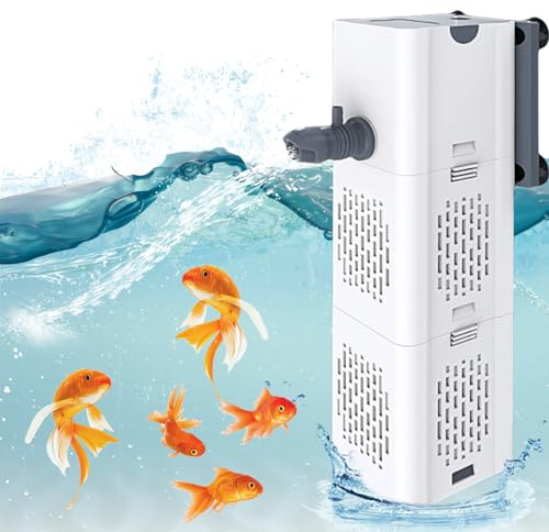Molbory Petite pompe à filtre pour aquarium - 1000 L/h 15 W, intérieur réglable, silencieux, pour eau douce et réservoir 100 L