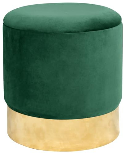 AKORD Sitzhocker GOLDEN aus Velours mit Ablage 39 cm | | Pouffe | Fußhocker | Ablage für kleine Gegenstände | Velours | Gesteppter Pouf | B39 x H40 x T | Gewicht 5,70 kg | Flaschengrün/Flaschengrün