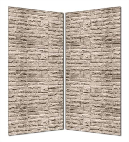 Wallario Selbstklebende Duschrückwand 160 x 200 cm, 2-teilig mit Motiv Steinwand grau-braun - Wandverkleidung Fließenersatz mit Hochglanzlaminat in Glasoptik
