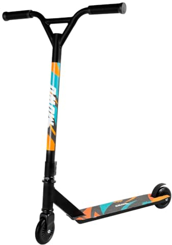 MUWO Halfpipe Stunt Trottinette robuste pour l'action et les figures avec plateau antidérapant, frein arrière flexible et direction à 360 °, idéale pour les enfants et les adultes, orange