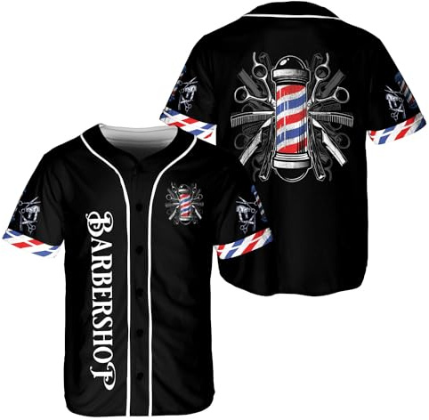 BOZENTIM Barber Shop - Camiseta de béisbol para peluquería, camisas de peluquería, camisa de estilista, regalo de peluquería, tijeras para él, hombres y mujeres