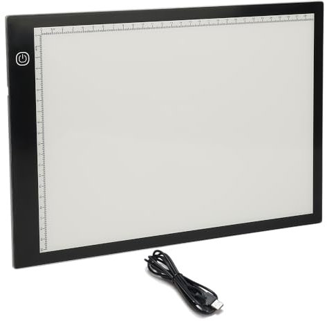 XUANYU Ljusplatta med justerbar LED-ljusstyrka, 5 mm ritbräda, touch-kontroll, ljusplatta för ritning, 5D-diamantmålning, skiss, animering (A3 med skala)