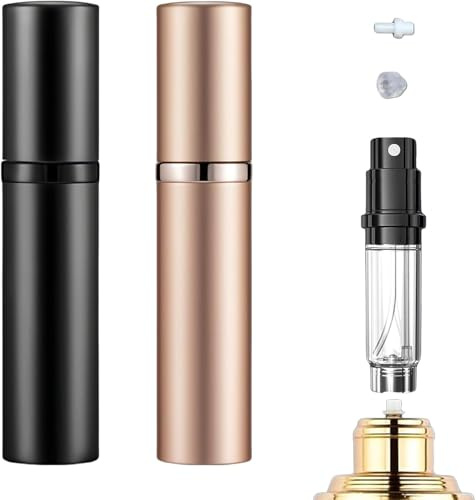 FENGCHUANG Reseparfymhållare för resor med 2 delar, mini uppladdningsbar doftspruta under 5 ml, bärbar doftdämpare med skyddskåpa för resor, kvinnor och män